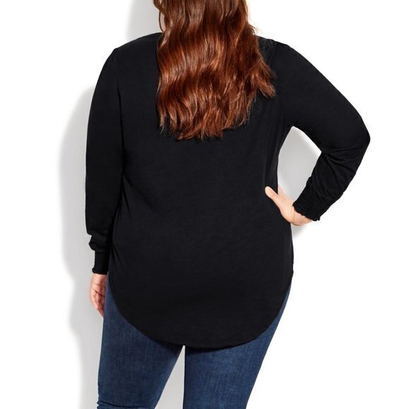 Avenue Black Long‎ Sleeve Plus Size Mandy Slub Top Size 18 - Picture 4 of 9